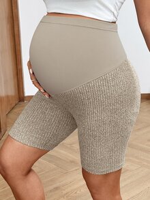SHEIN Maternity Solid Color Adjustable Waist Casual Soft Loose Fit Shorts Photoshoot Summer Gym Home Wear Black Blue Pink Baggy Breastfeeding - Multicolor - View 3