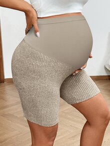 SHEIN Maternity Solid Color Adjustable Waist Casual Soft Loose Fit Shorts Photoshoot Summer Gym Home Wear Black Blue Pink Baggy Breastfeeding - Multicolor - View 7