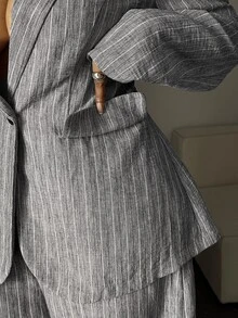 Maweii Plus Size Long Sleeve Business Casual Commute Office Fashion Suit Set - Grey - View 6