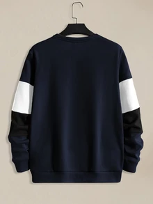 EASEVO Men's Plus Size Colorblock Pullover Sweatshirt For Daily Wear - Multicolor - View 2
