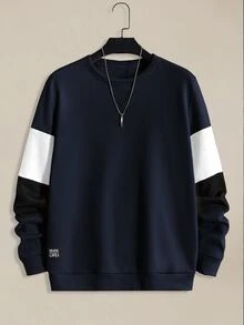 EASEVO Men's Plus Size Colorblock Pullover Sweatshirt For Daily Wear - Multicolor - View 1