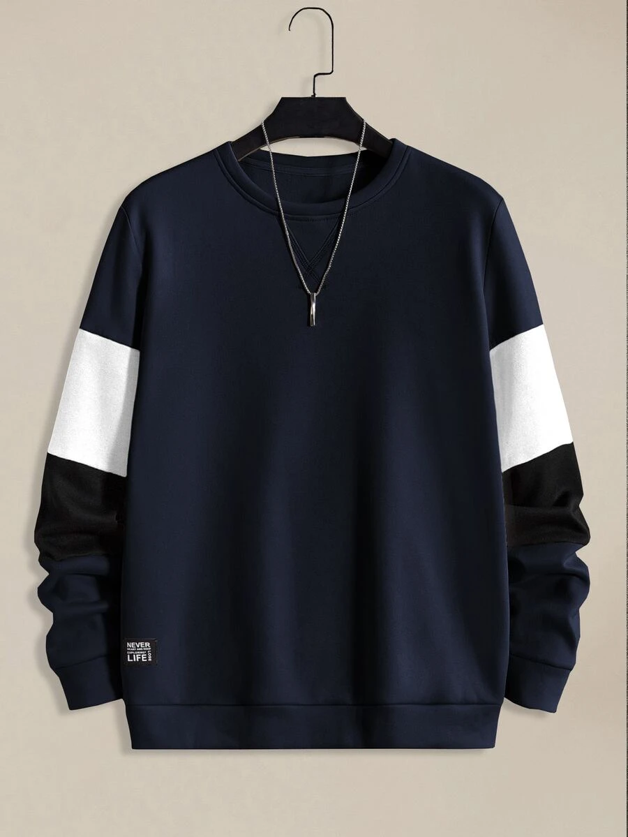 EASEVO Men's Plus Size Colorblock Pullover Sweatshirt For Daily Wear - Multicolor - View 1