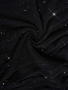 SHEIN LUNE 大尺碼時尚亮片高腰內搭褲 夜黑性感冬季服飾 - 黑色 - 查看 7