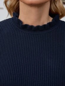 SHEIN LUNE Sweater Dress Party Dress Elegant Casual Dress Autumn Outfits Office Navy Blue - Navy Blue - View 5