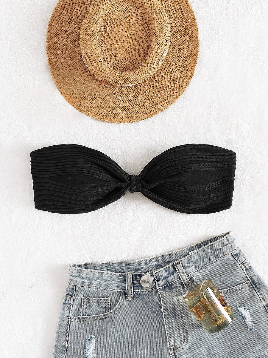 SHEIN Swim لباس علوي بيكيني محكم معقود أنبوب