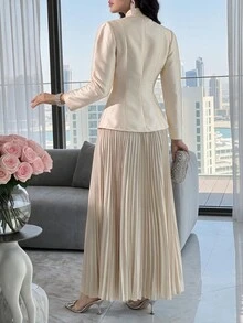 Feyla Solid Button Front Coat - Apricot - View 2