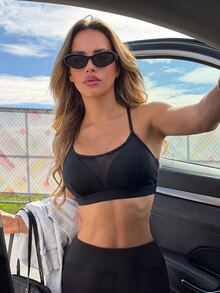 Slayform Slayform Women's Mesh Patchwork Sports Bra - Black - View 5
