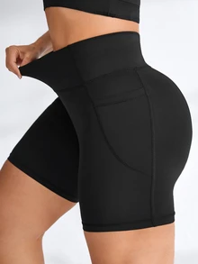 Rhythm Era Women's Yoga Shorts With Pocket, Plus Size, High Waist, Butt Lifting Fitness Workout Shorts For Outdoor Wear - Black - View 4