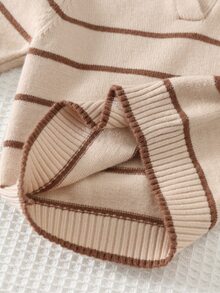 Cozy Pixies Baby Boy Cartoon Bear Pattern Knitted Soft Striped Collar Long Sleeve Pullover Autumn Winter Sweater - Brown - View 6