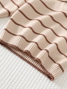 Cozy Pixies Baby Boy Cartoon Bear Pattern Knitted Soft Striped Collar Long Sleeve Pullover Autumn Winter Sweater - Brown - View 5