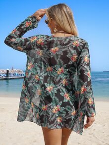 SHEIN Swim 3pcs/Set Printed Bikini Swimwear (Assorted Prints) - Green - View 2