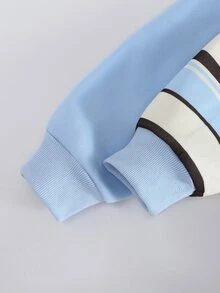 SHEIN Elladie kids 青少年女孩衛衣，淺藍色2件套，寬鬆版型，秋冬保暖，時尚百搭，休閒，連帽，抓絨內裡，冬季，秋季，舒適，日常穿著，拉鍊，街頭風 - 藍色 - 查看 6