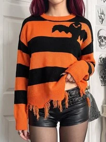 StreetHx Áo top nữ họa tiết mèo, dơi, bí ngô, ma, bộ xương, quái vật Halloween, dáng rộng thoải mái, đa năng, phong cách thường ngày, đi làm, dễ thương vui nhộn cho ngày lễ - Nhiều màu - Xem 1