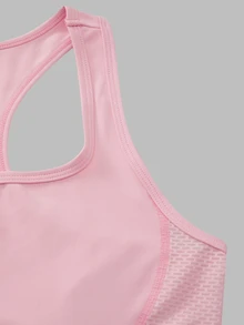 SHEIN Sports Women's Minimalist Mesh Patchwork Sports Tank Top, Casual Everyday Wear - Baby Pink - View 4