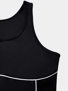SHEIN Sports Fitted Mini Tank Sports Dress - Black - View 10