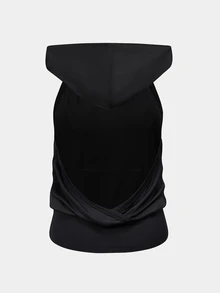 SHEIN Dewbera ملابس علوية رياضي بدون ظهر مع بطانية رأس للنساء - الأسود - مشاهدة 2