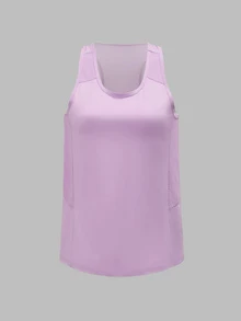 SHEIN Dewbera Summer Casual Solid Color Sports Tank Top - Purple - View 6