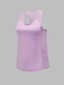 SHEIN Dewbera Summer Casual Solid Color Sports Tank Top - Purple - View 3
