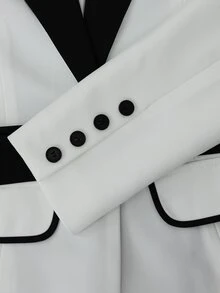 SHEIN Black And White Contrast Elegant Design Professional Exquisite Suit Set - Black and White - View 8