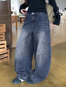 DAZY Women's Casual Loose Wide Leg Denim Jeans For Daily Wear - Blue - View 5