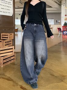 DAZY Women's Casual Loose Wide Leg Denim Jeans For Daily Wear - Blue - View 4