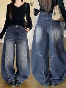 DAZY Women's Casual Loose Wide Leg Denim Jeans For Daily Wear - Blue - View 1