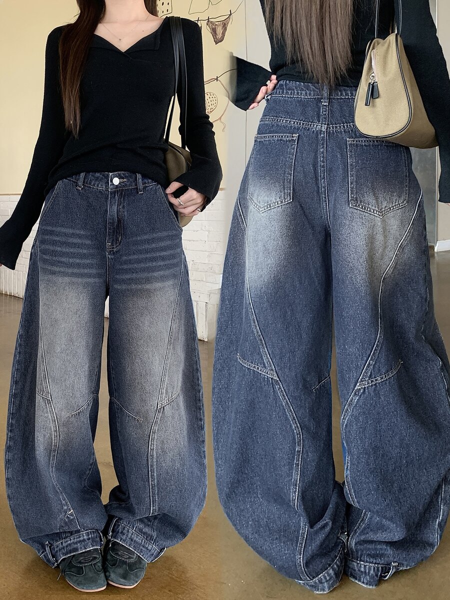 DAZY Women's Casual Loose Wide Leg Denim Jeans For Daily Wear - Blue - View 1