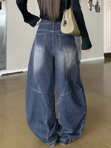 DAZY Women's Casual Loose Wide Leg Denim Jeans For Daily Wear - Blue - View 2