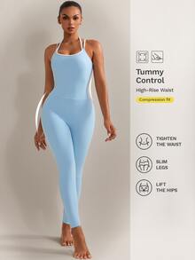 Nuvra 2026 New Blue Ruched Comfortable 4-Way Stretch Yoga Pilates Women's Sports Jumpsuit - Multicolor - View 6