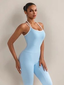 Nuvra 2026 New Blue Ruched Comfortable 4-Way Stretch Yoga Pilates Women's Sports Jumpsuit - Multicolor - View 7