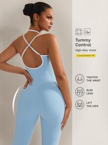 Nuvra 2026 New Blue Ruched Comfortable 4-Way Stretch Yoga Pilates Women's Sports Jumpsuit - Multicolor - View 5