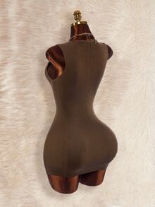 Amplova Women's Fur Collar Patchwork 2 Pieces Set Split Linear Design Bodycon Mini Knit Dress, Sexy Avant-Garde Style For Autumn/Winter - Brown - View 12