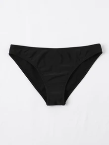 Swim Basics Summer Beach Solid Bikini Bottom - Black - View 5