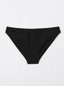 Swim Basics Summer Beach Solid Bikini Bottom - Black - View 2