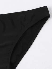 Swim Basics Summer Beach Solid Bikini Bottom - Black - View 4