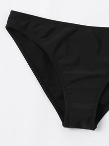 Swim Basics Summer Beach Solid Bikini Bottom - Black - View 3