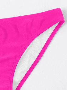 Swim Basics 女士纯色简约日常泳裤夏季 - 玫紅色 - 查看 4
