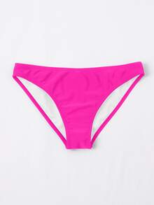 Swim Basics 女士纯色简约日常泳裤夏季 - 玫紅色 - 查看 3