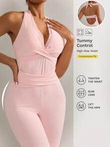 Nuvra 2026 New Brown Ruched Comfortable 4-Way Stretch Sports Yoga Pilates Women's One-Piece Jumpsuit - Multicolor - View 1