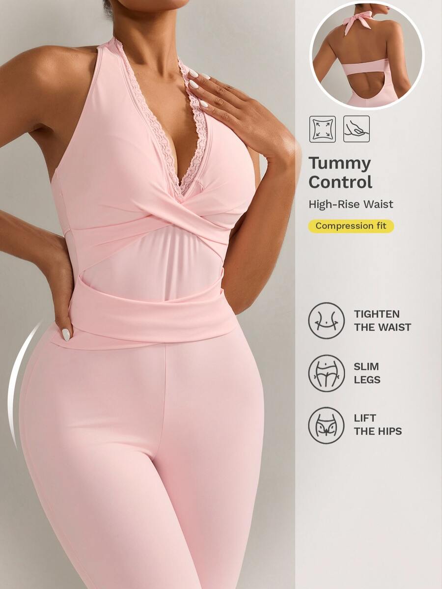 Nuvra 2026 New Brown Ruched Comfortable 4-Way Stretch Sports Yoga Pilates Women's One-Piece Jumpsuit - Multicolor - View 1