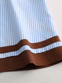 SHEIN Women's Casual Striped Front Button Mid-Length Dress For Vacation - Multicolor - View 6
