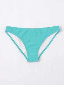 Swim Basics Women's Summer Minimalist Light Green Solid Color Bikini Bottoms - Mint Green - View 3