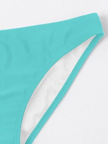 Swim Basics Women's Summer Minimalist Light Green Solid Color Bikini Bottoms - Mint Green - View 4