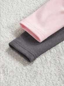 3pcs/Pack Girls' Autumn/Winter Elegant Fashion Embroidered Floral Thick Fleece Warm Leggings - Dark Grey - View 5