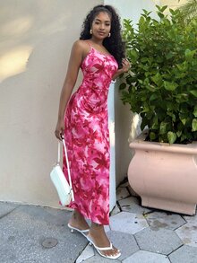 Alexandranx 休闲简约腰部垂褶下摆吊带连衣裙，适合海岛度假、蜜月旅行、波西米亚风、早午餐等场合，是外出度假的理想之选。这款连衣裙适合夏季穿着，时尚百搭。 - 彩色 - 查看 5