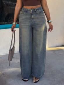 Alexandranx Women's Retro Loose Fit Denim Jeans,Baggy Jeans - Medium Wash - View 6
