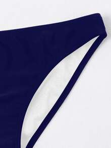 SHEIN Swim 女士纯色比基尼泳裤，简约沙滩度假风 - 藏蓝色 - 查看 4