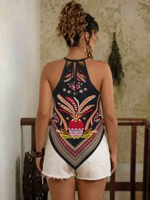 Travachic Plus Size Camisole And Tank Top Casual Minimalist Floral Pattern Suitable For All Seasons - Multicolor - View 7