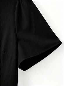GlowEve CURVE Plus Size Elegant Pearl Embellished Blouse, Summer - Black - View 3