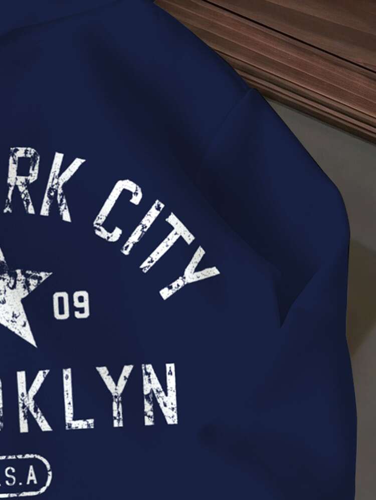 Teen Girls Casual Minimalist Letter NEW YORK CITY Graphic, Loose Comfortable Thermal Lined Sweatshirt Suitable For Autumn/Winter Cozy Fall & Winter Styles, CobaltBluePop, Homecoming, - Multicolor - View 5